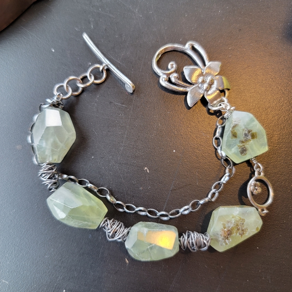 Handcrafted Multi-Strand Moss Agate Bracelet